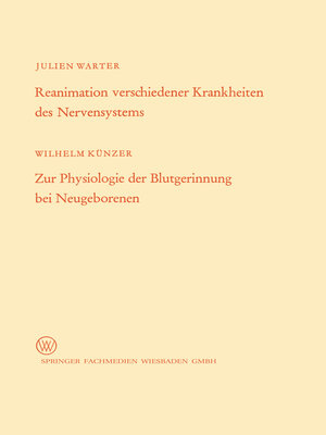 cover image of Reanimation verschiedener Krankheiten des Nervensystems / Zur Physiologie der Blutgerinnung bei Neugeborenen